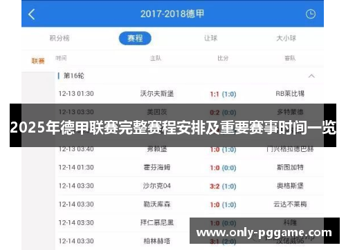 2025年德甲联赛完整赛程安排及重要赛事时间一览