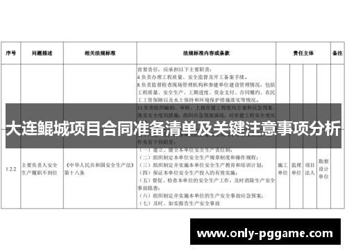 大连鲲城项目合同准备清单及关键注意事项分析